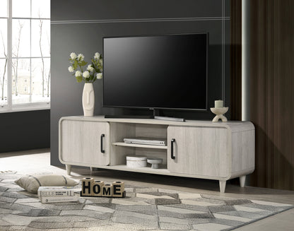 Contemporary TV Stand - Antique White Wood Finish