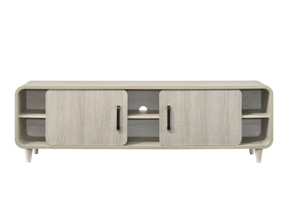 Contemporary TV Stand - Antique White Wood Finish