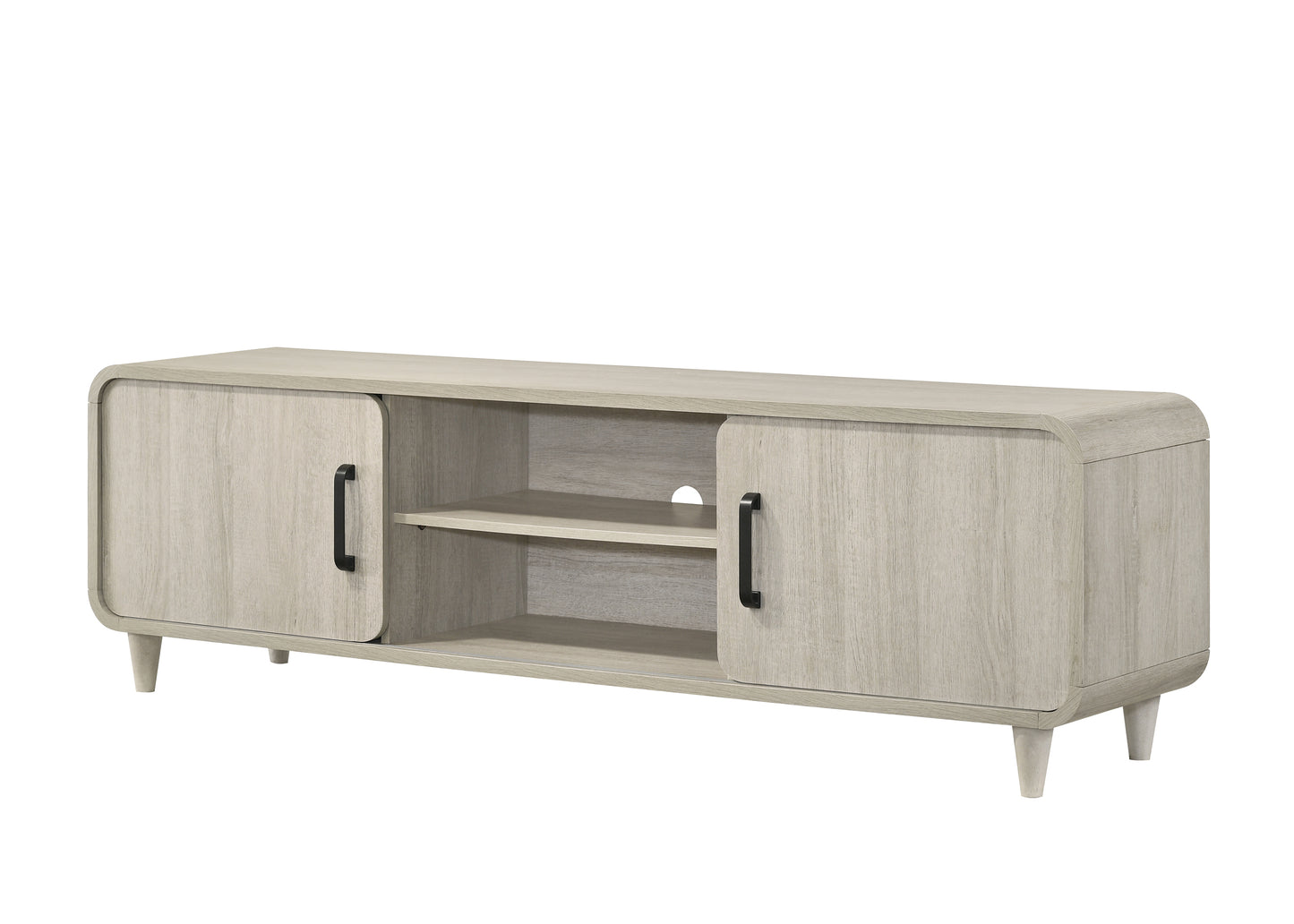 Contemporary TV Stand - Antique White Wood Finish