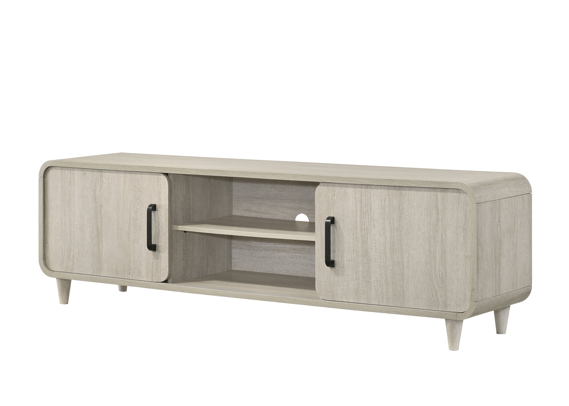 Contemporary TV Stand - Antique White Wood Finish