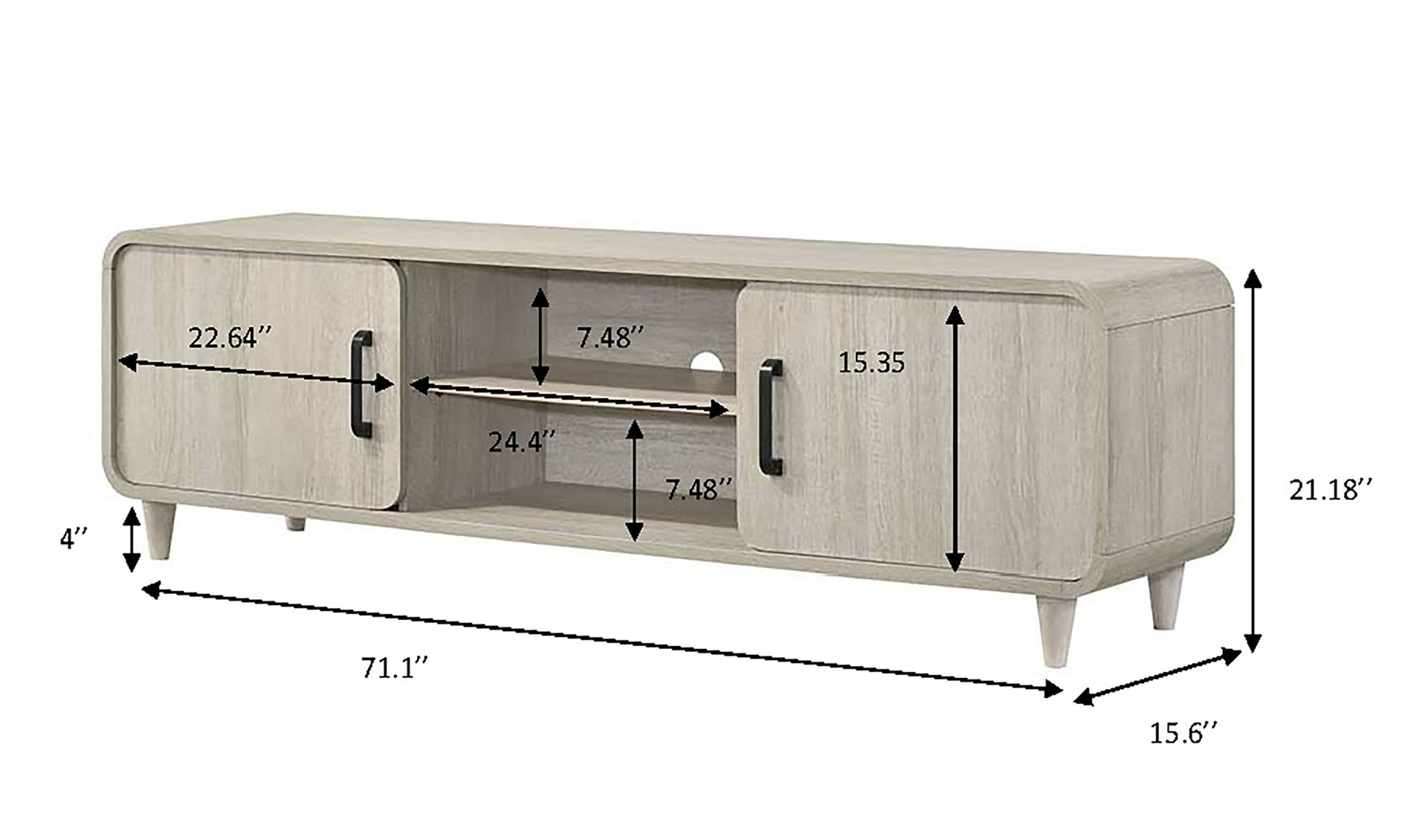 Contemporary TV Stand - Antique White Wood Finish