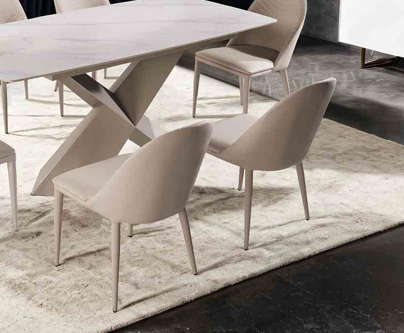 Brown Contemporary Dining Chair - Ceramic, Fabric, Metal