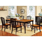 Elegant Country Style 7pc Dining Set Antique Oak Black Dining Table and 6x Side Chairs Dining Room Turned Leg Design