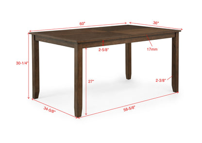 4 Piece Brown Wood Dining Table Set with Chairs