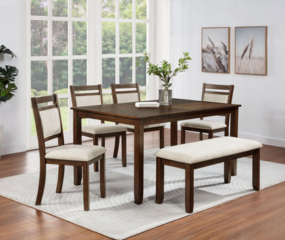 4 Piece Brown Wood Dining Table Set with Chairs