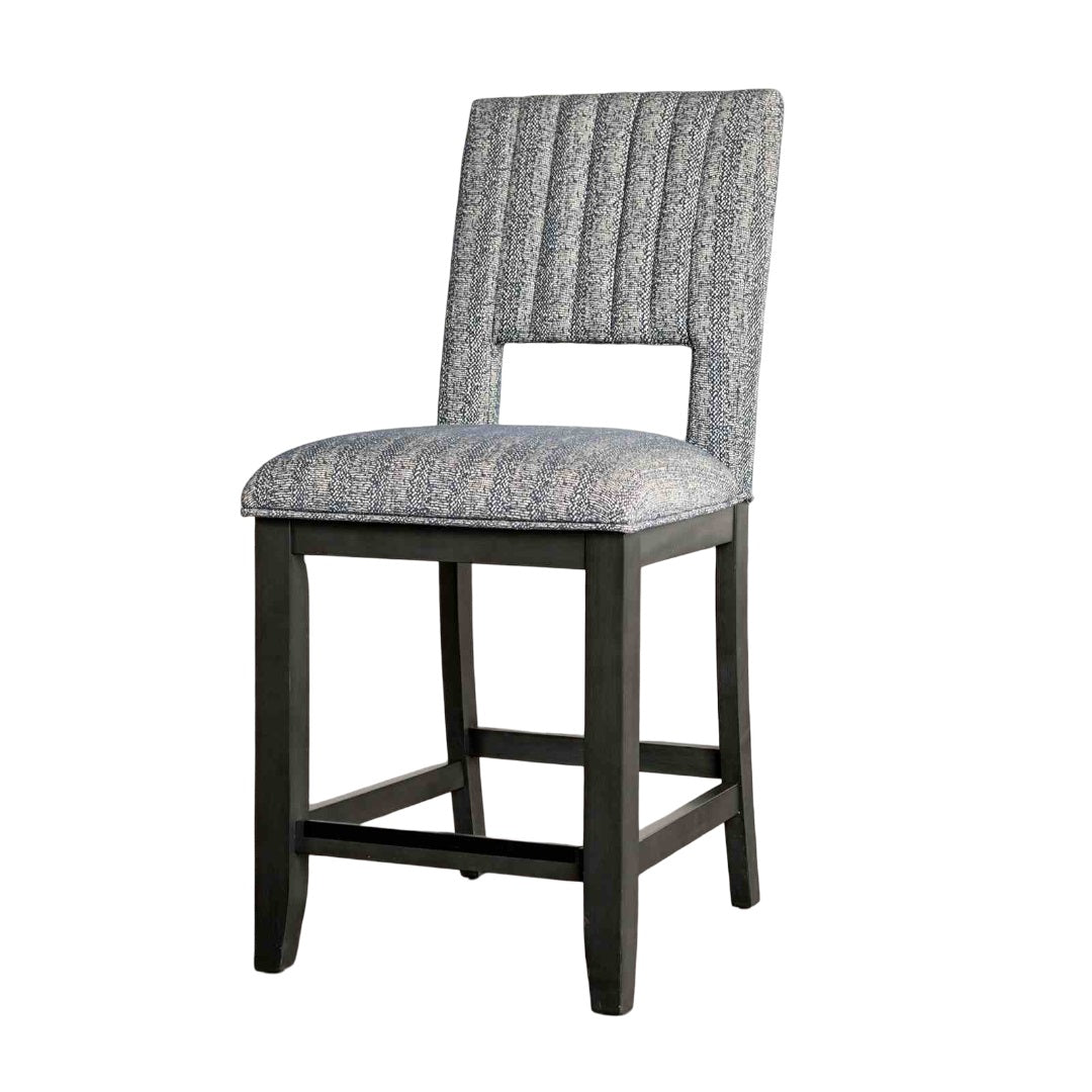 Transitional Blue Gray Fabric Counter Height Dining Chairs for Dining Room