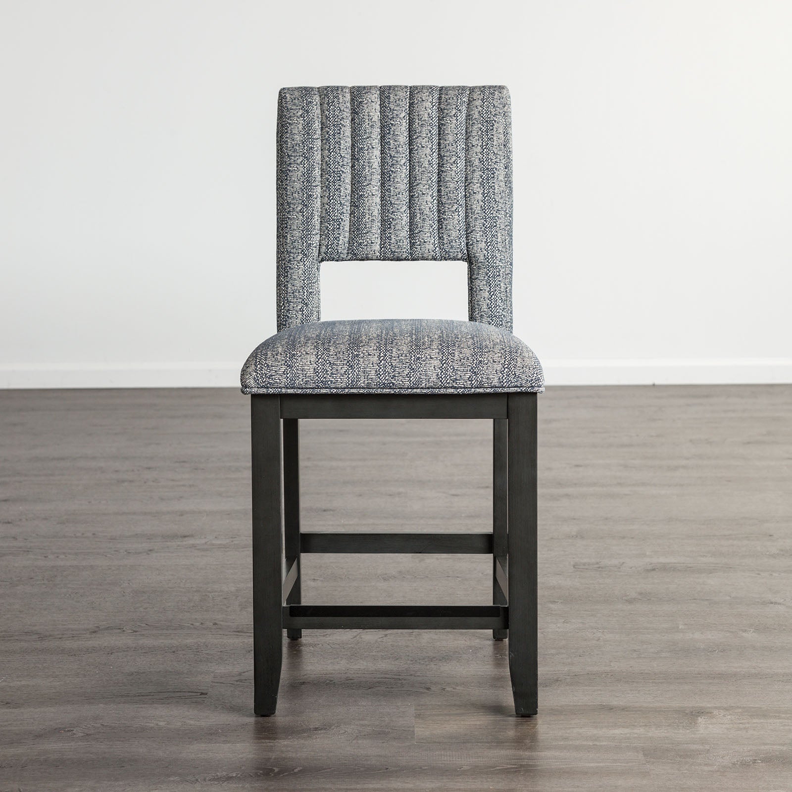 Transitional Blue Gray Fabric Counter Height Dining Chairs for Dining Room