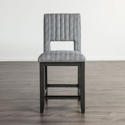 Transitional Blue Gray Fabric Counter Height Dining Chairs for Dining Room