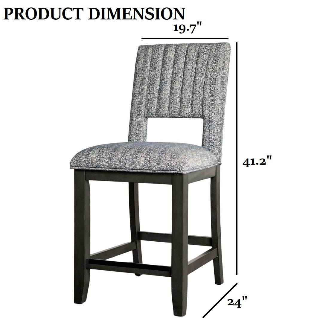 Transitional Blue Gray Fabric Counter Height Dining Chairs for Dining Room