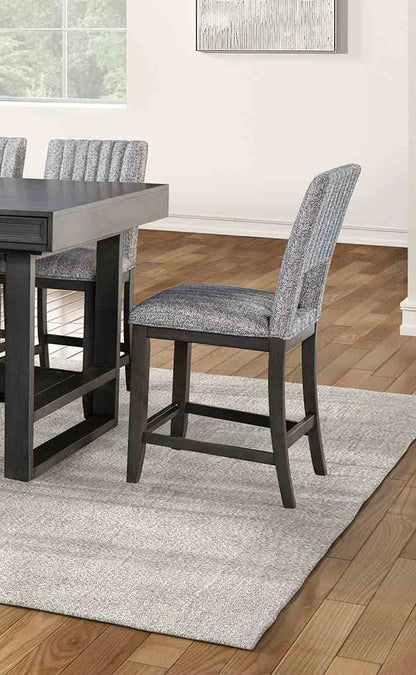 Transitional Blue Gray Fabric Counter Height Dining Chairs for Dining Room
