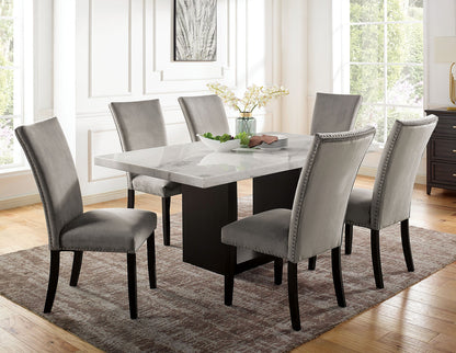 Contemporary Marble Dining Set with Solid Wood Base for Dining Room
