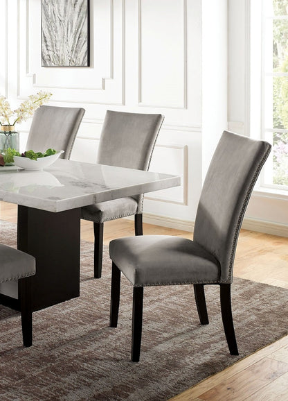 Contemporary Marble Dining Set with Solid Wood Base for Dining Room