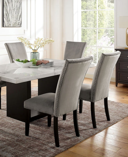 Contemporary Marble Dining Set with Solid Wood Base for Dining Room