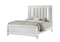 1pc Queen Size Panel Bed Upholstered Cushion LED Lights Headboard White Finish Wooden Solid Wood Furniture