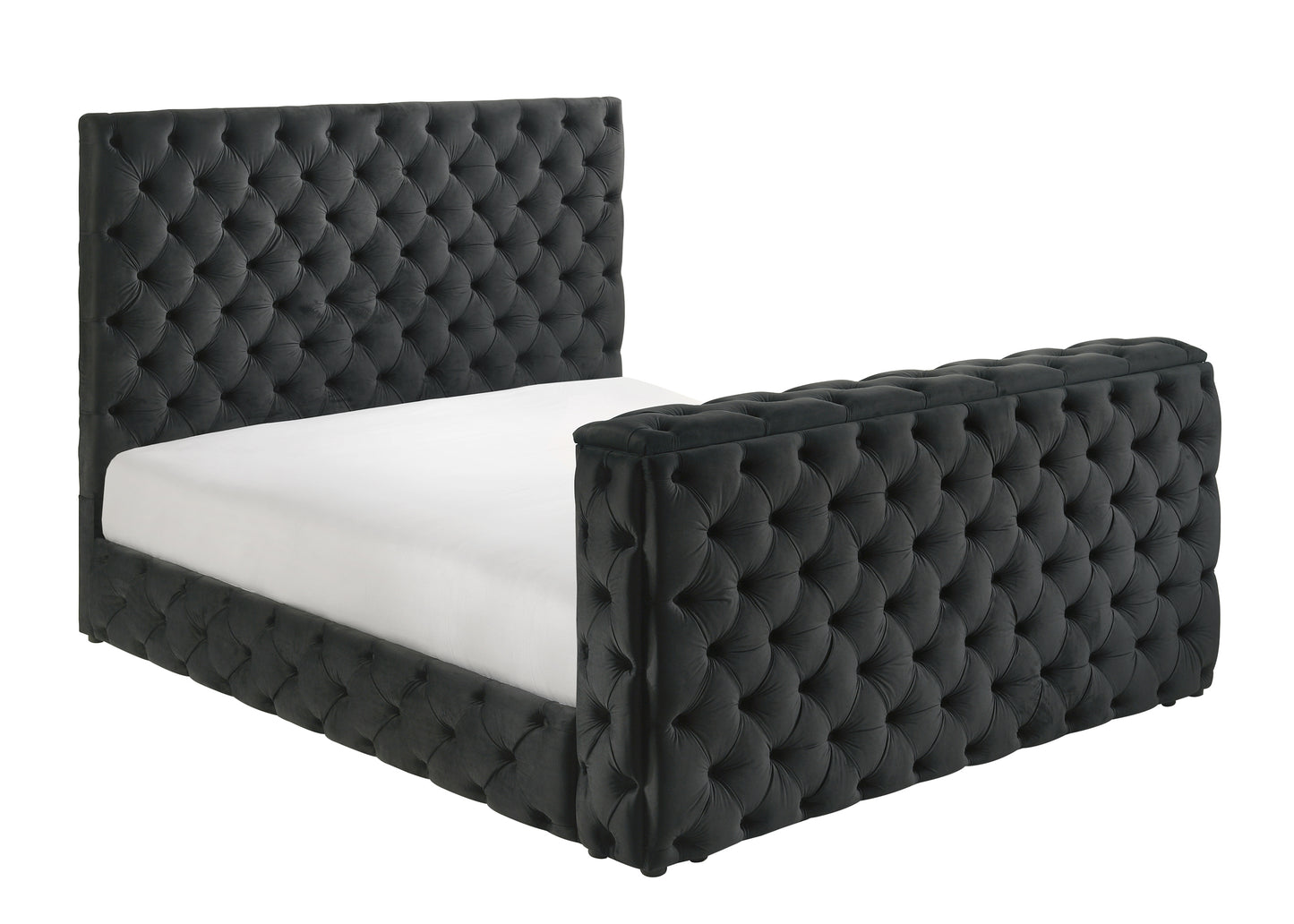 King Size Black Velvet Storage Bed Frame
