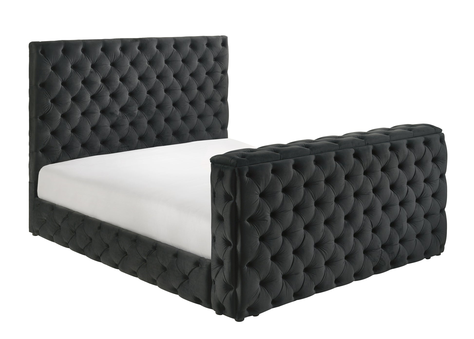 King Size Black Velvet Storage Bed Frame