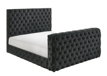 King Size Black Velvet Storage Bed Frame