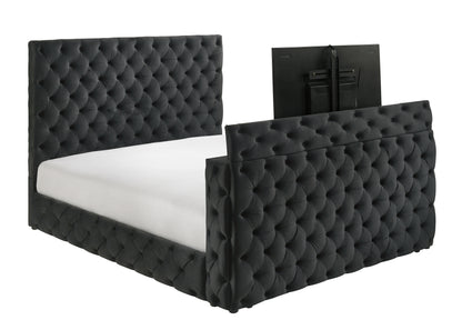 King Size Black Velvet Storage Bed Frame