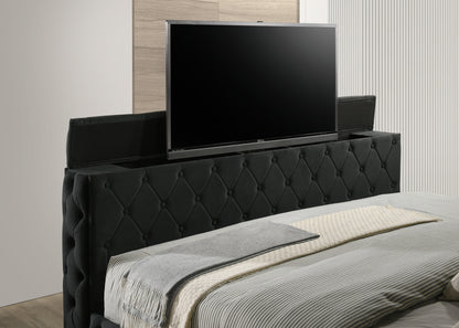 King Size Black Velvet Storage Bed Frame