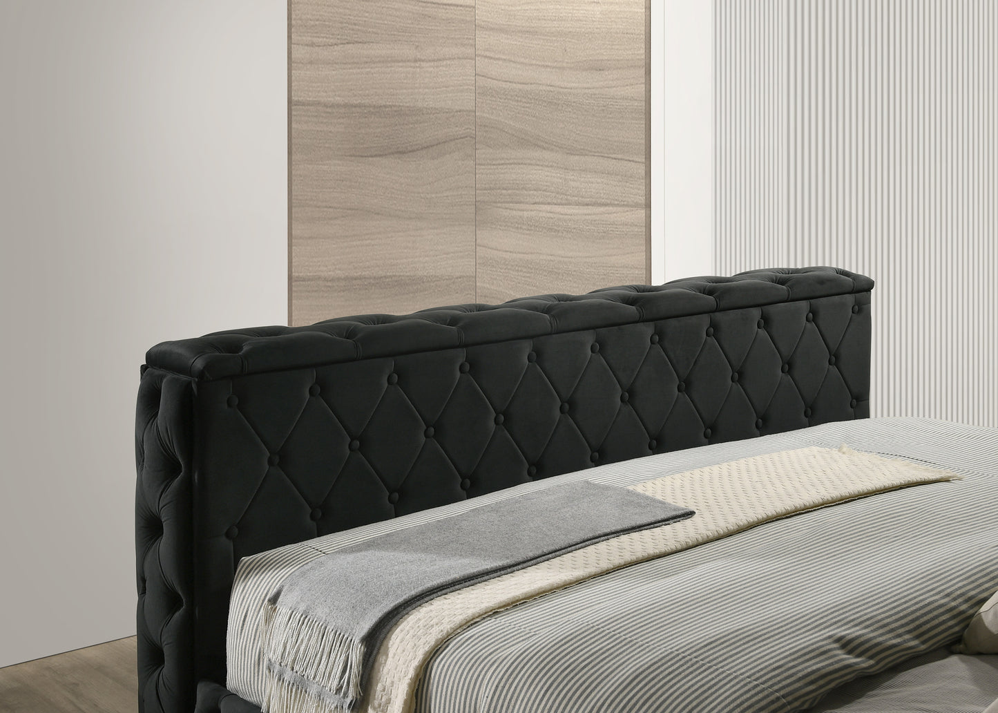 King Size Black Velvet Storage Bed Frame