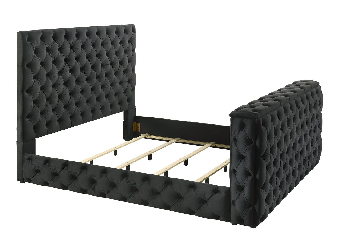 King Size Black Velvet Storage Bed Frame