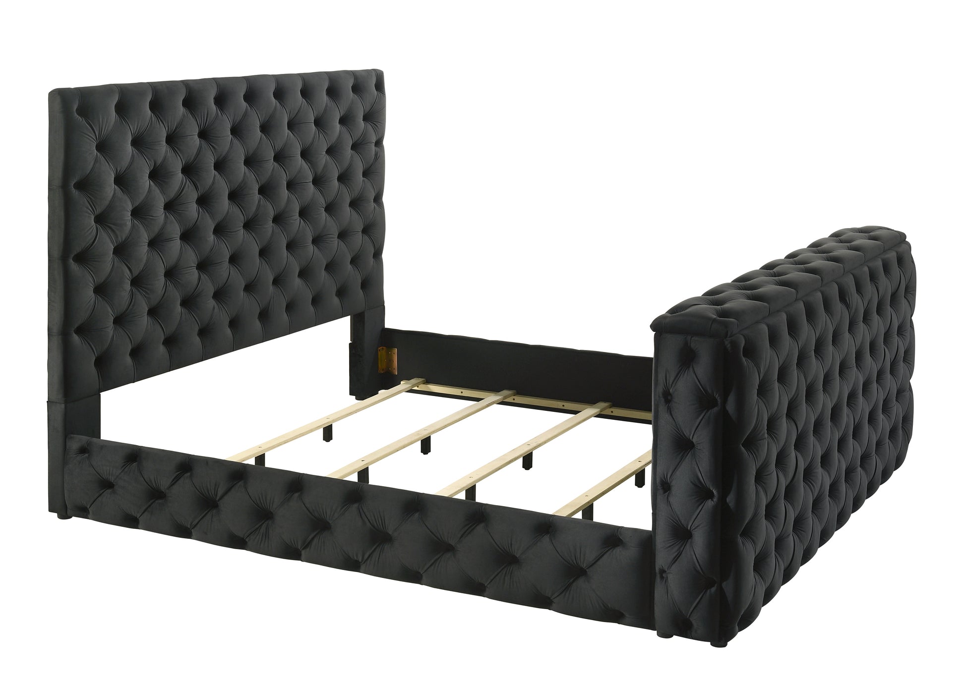 King Size Black Velvet Storage Bed Frame