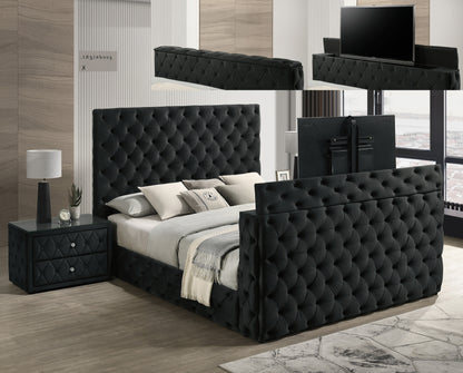 King Size Black Velvet Storage Bed Frame
