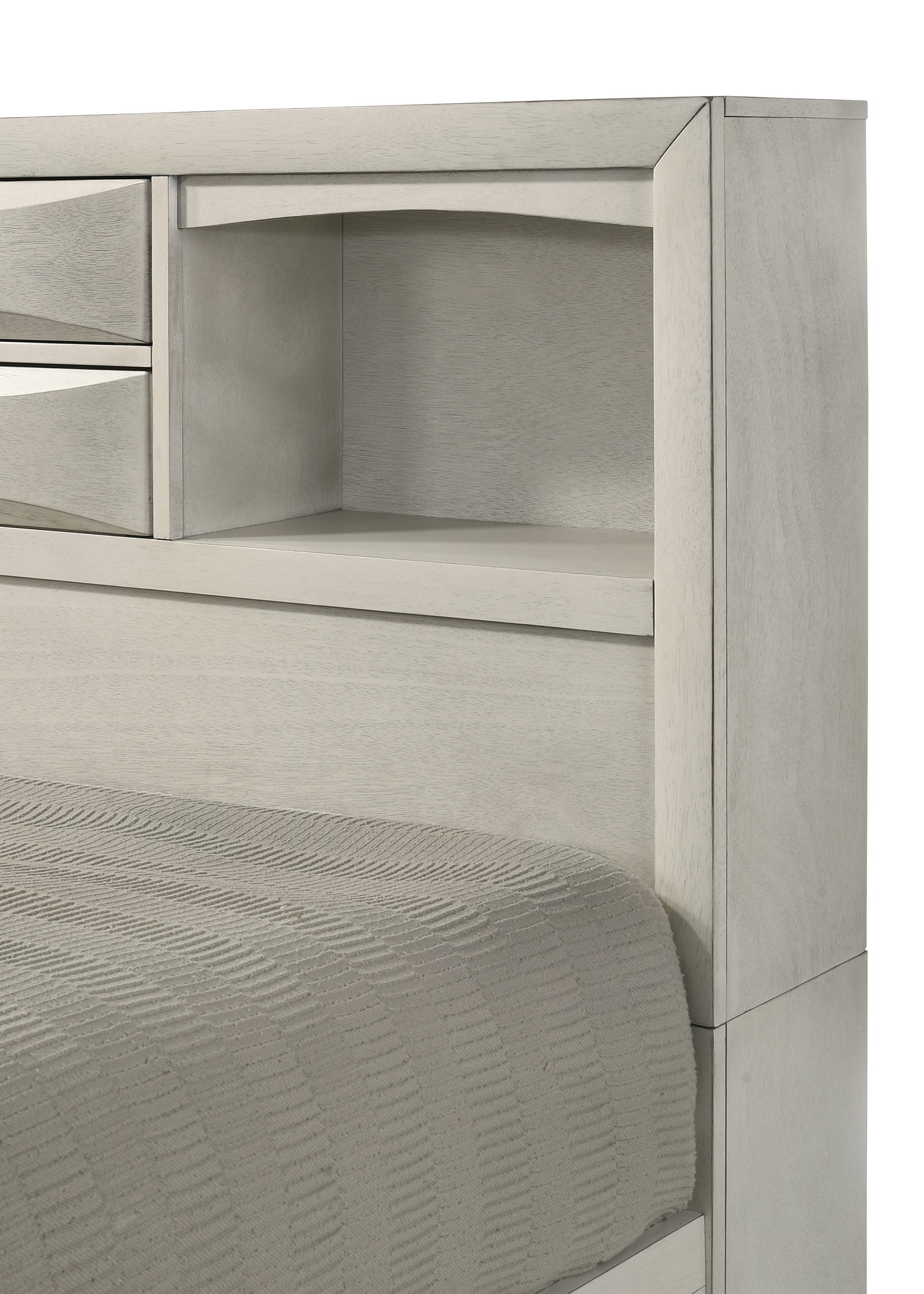 King Bookcase Bed with Storage Shelves - White