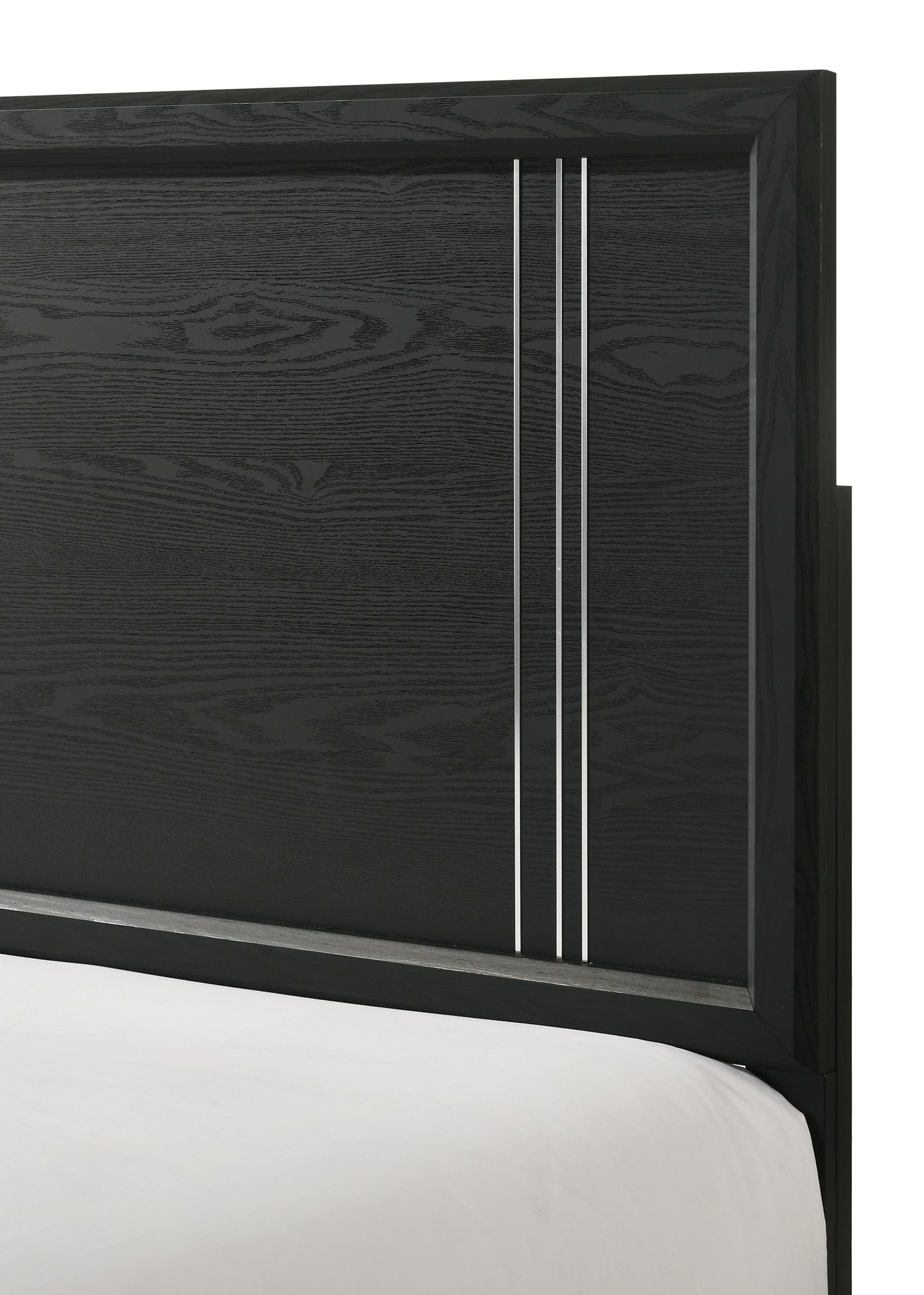 Queen Charcoal Wood Panel Bed Frame for Bedroom