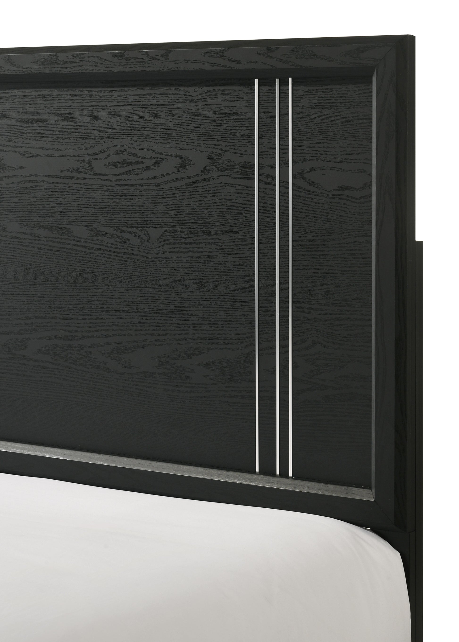 Queen Charcoal Wood Panel Bed Frame for Bedroom