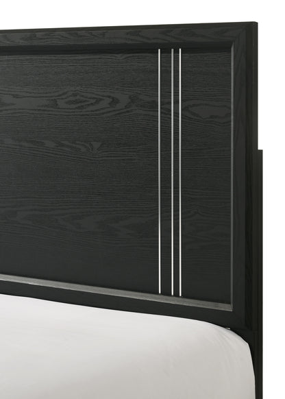 Queen Charcoal Wood Panel Bed Frame for Bedroom
