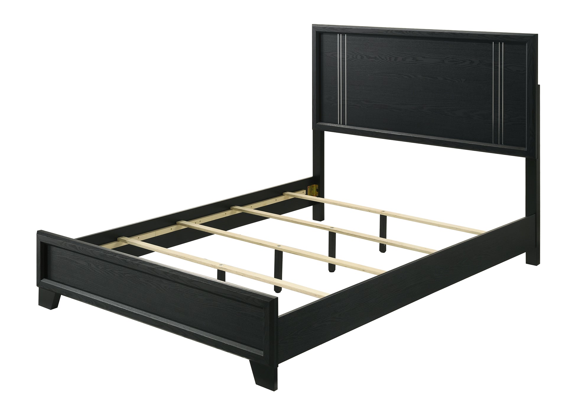 Queen Charcoal Wood Panel Bed Frame for Bedroom