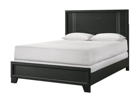 Contemporary 1pc Queen Size Panel Bed Wooden Bedroom Furniture Charcoal Finish