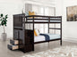 Twin Over Twin Bunk Bed Transitional Style Front Side Steps And 4 Under Storage Drawers, Espresso