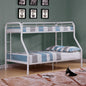Twin Over Full Metal Bunk Bed Contemporary Style With Angled Ladder, White