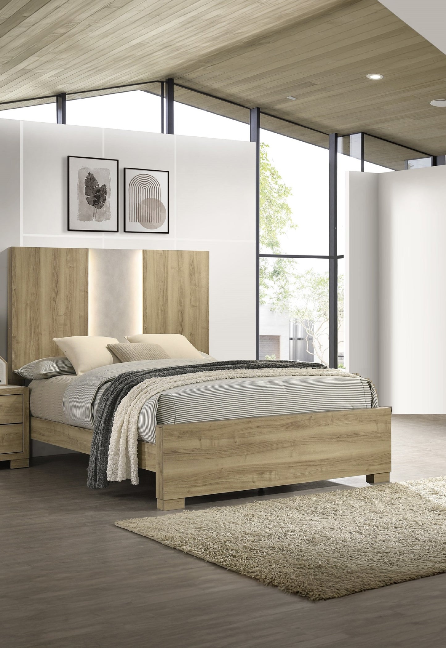 Driftwood Wood Queen Bed Frame - Contemporary Bedroom