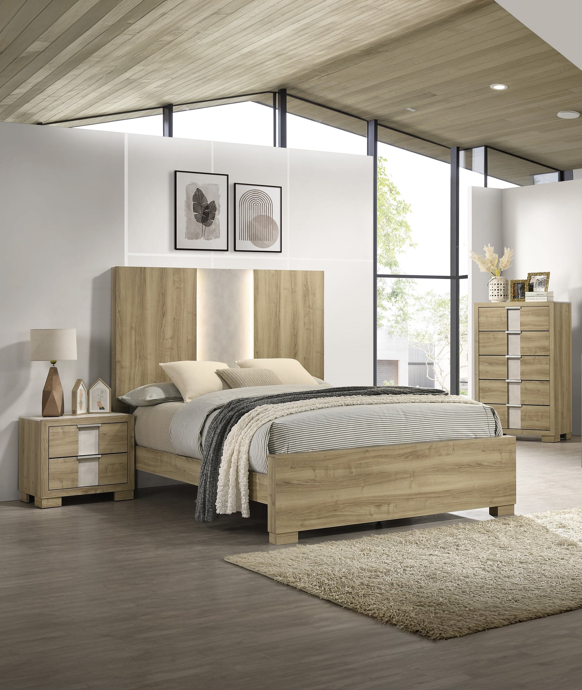 Driftwood Wood Queen Bed Frame - Contemporary Bedroom