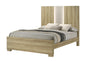 1pc Contemporary Queen Panel Bed with Integrated Lighting Driftwood Finish