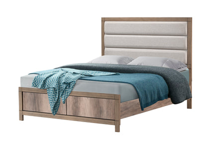 1pc Contemporary Full Size Bed Upholstered Headboard Channel Tufting Element Weathered Gray Finish Rustic