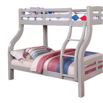 Gray Twin Over Full Bunk Bed - Transitional Style