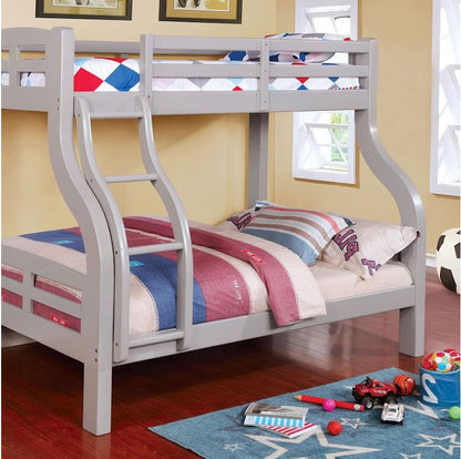 Gray Twin Over Full Bunk Bed - Transitional Style