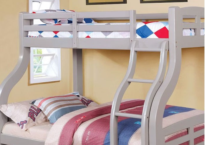 Gray Twin Over Full Bunk Bed - Transitional Style