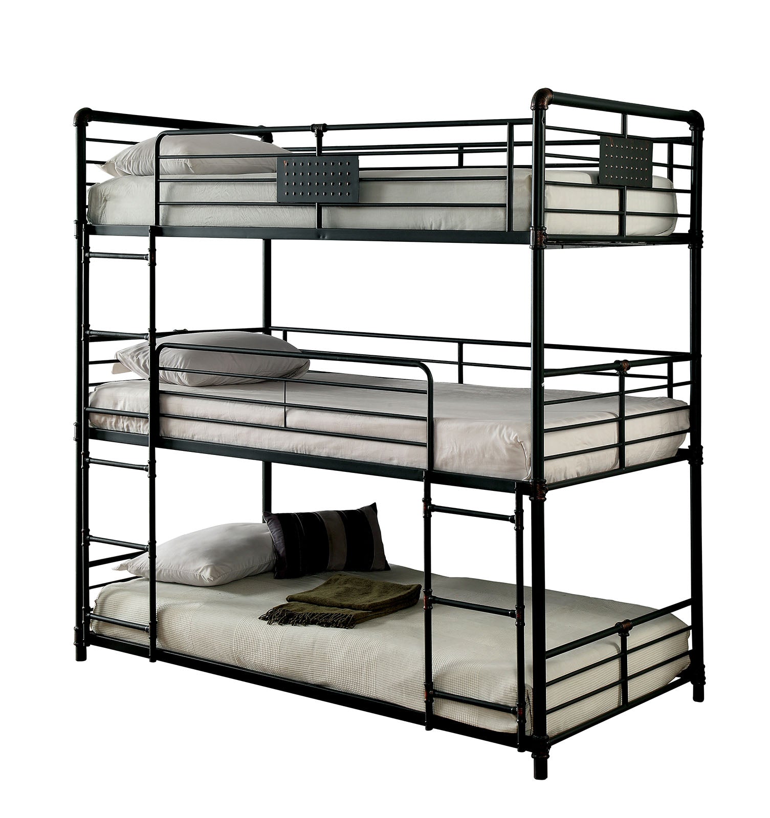 Antique Black Metal Full Over Full Bunk Bed