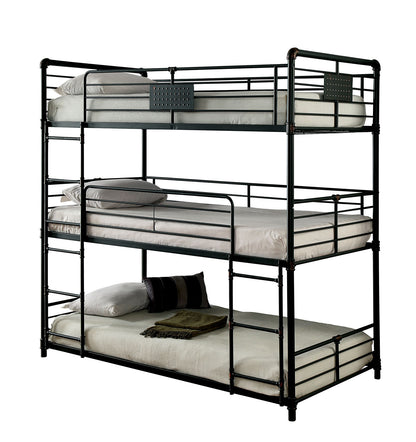 Antique Black Metal Full Over Full Bunk Bed