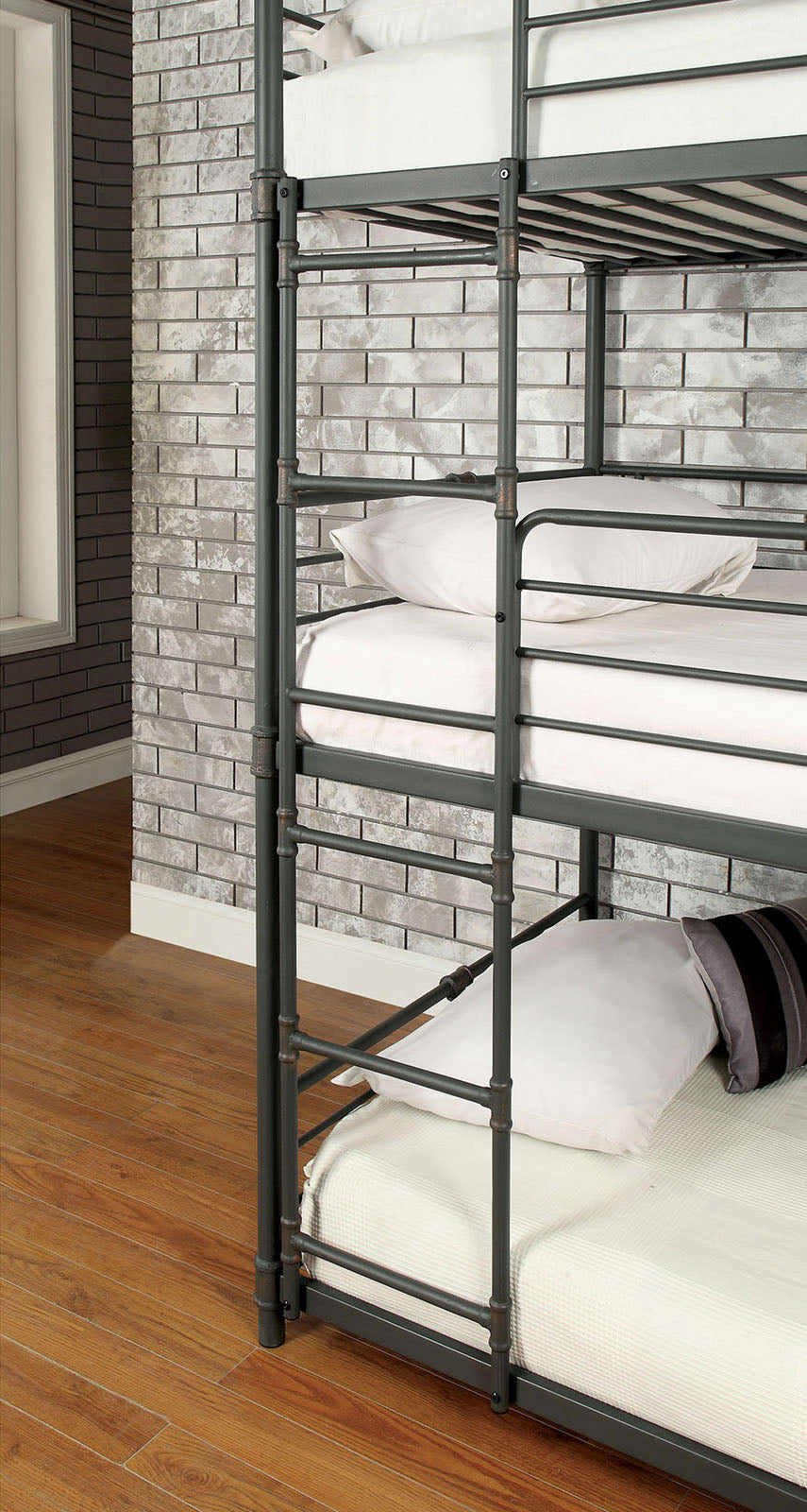 Antique Black Metal Full Over Full Bunk Bed