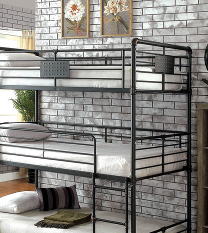 Antique Black Metal Full Over Full Bunk Bed
