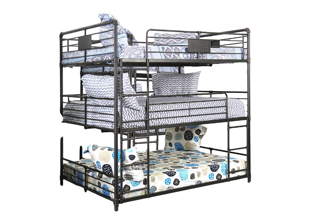Full Metal Bunk Bed Frame Antique Black Industrial Bedroom