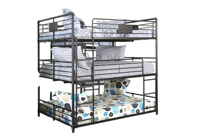 Full Metal Bunk Bed Frame Antique Black Industrial Bedroom