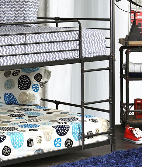 Full Metal Bunk Bed Frame Antique Black Industrial Bedroom