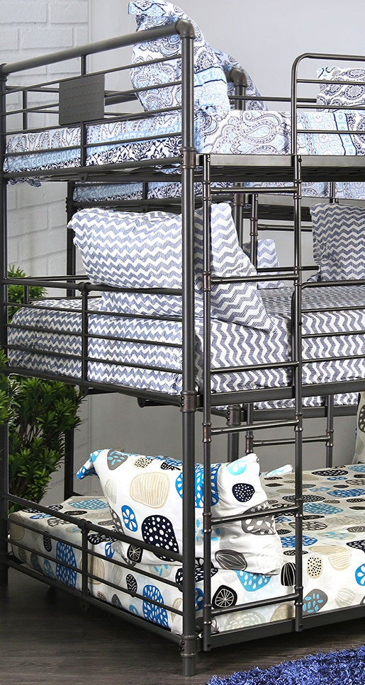 Full Metal Bunk Bed Frame Antique Black Industrial Bedroom